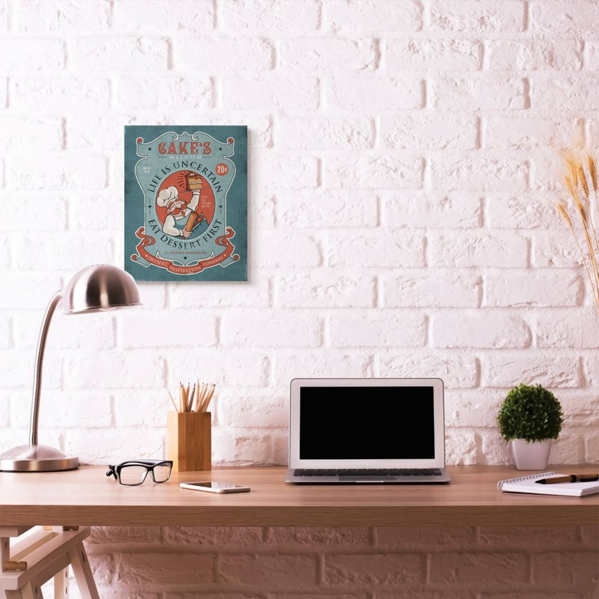Stupell Industries Cake Wisdom Funny Canvas Wall Art